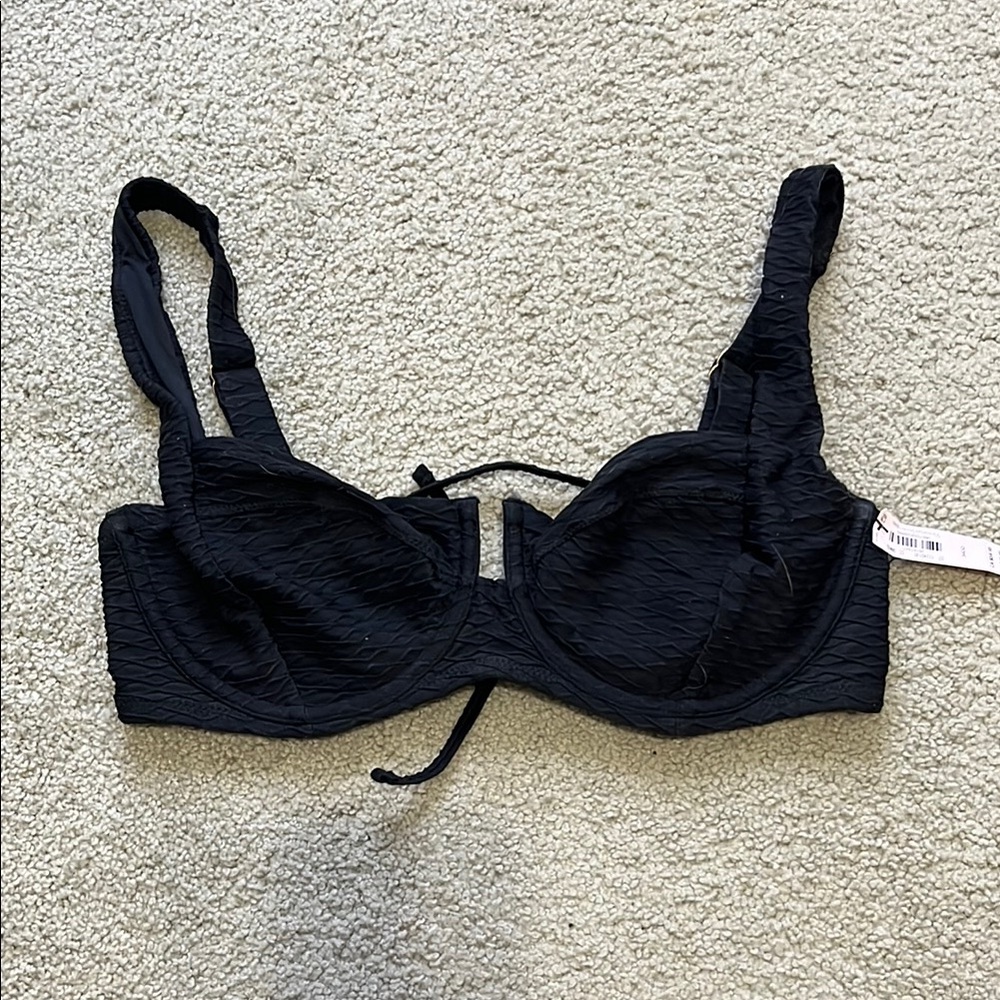 Victoria’s Secret full textured full coverage bikini top with lace up back